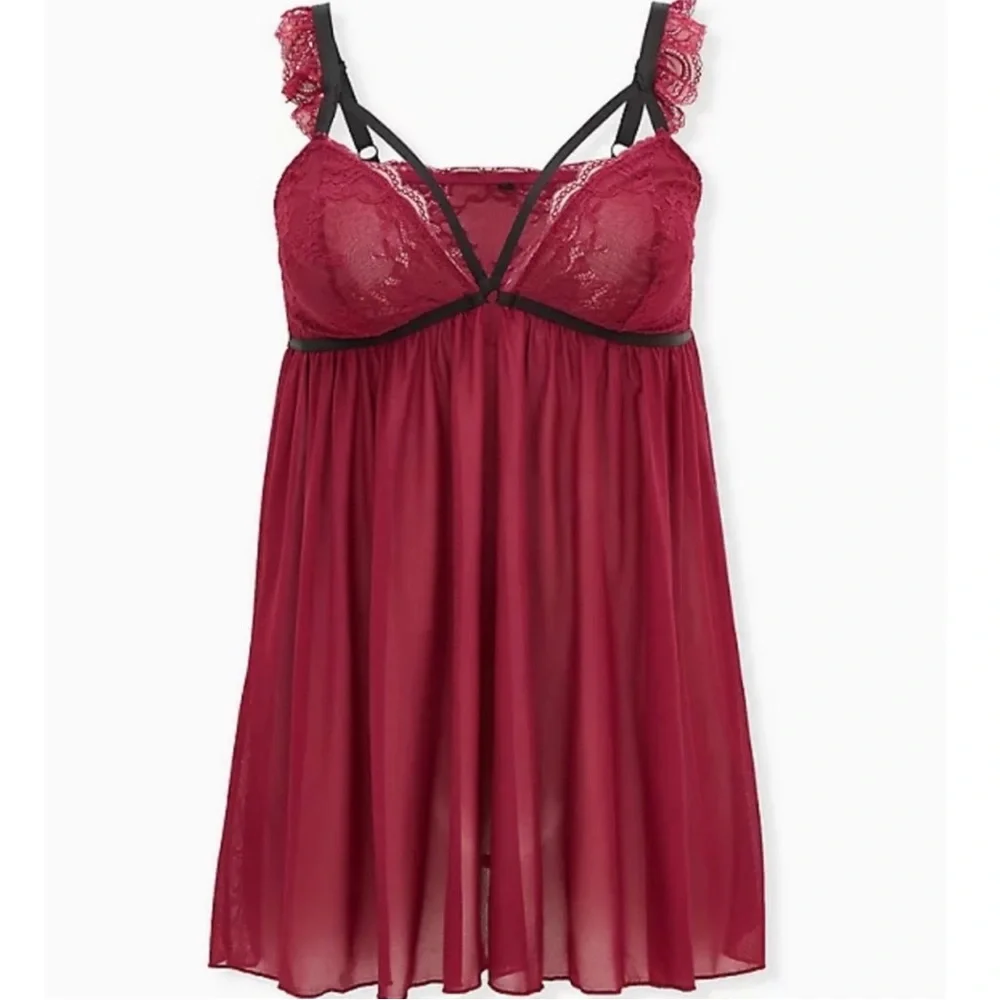 Torrid Strappy Lace & Mesh Babydoll Chemise - Picture 4 of 11